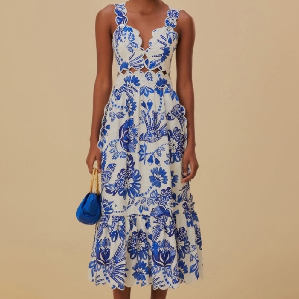 FARM Rio Blue and White Floral Dress